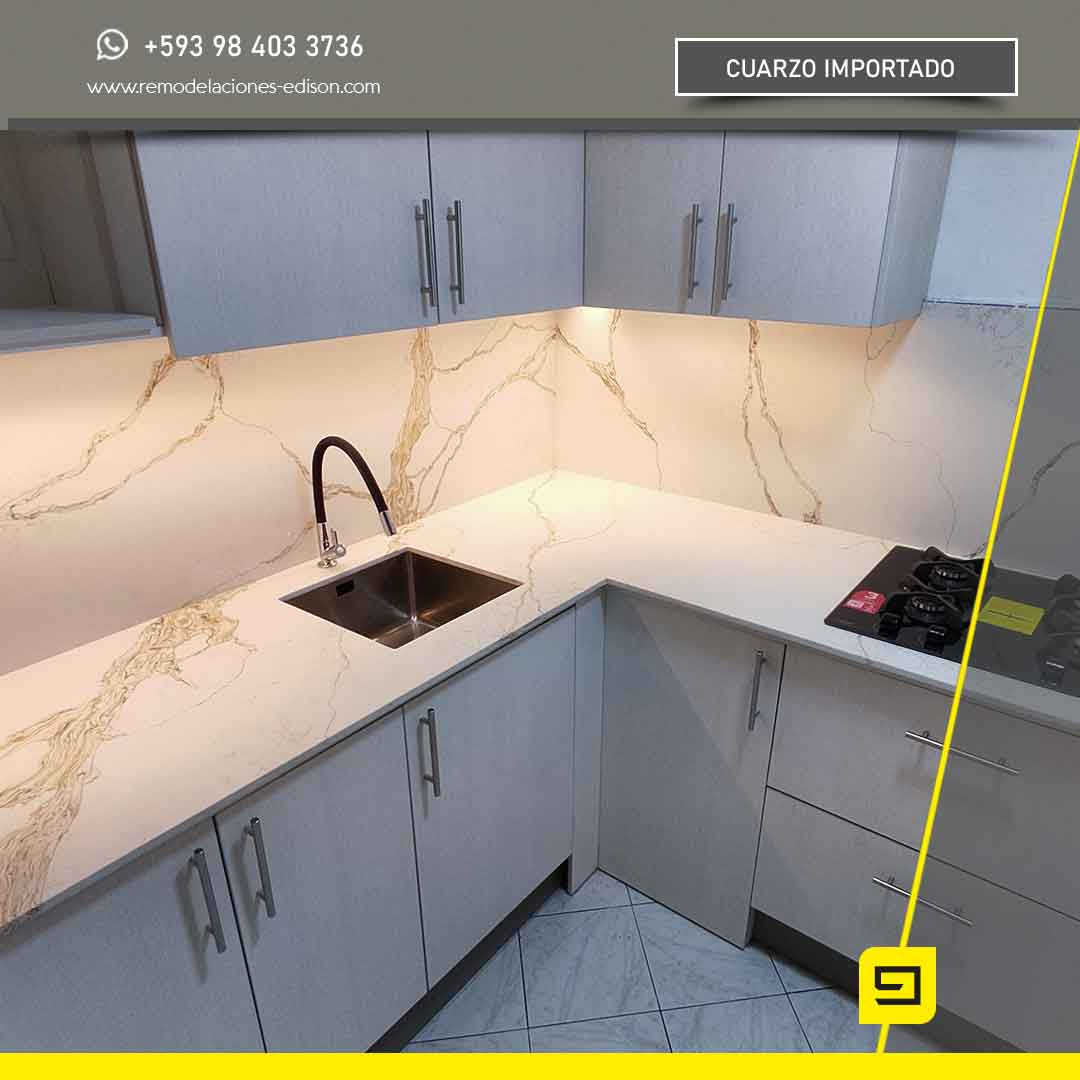 Ambiente con cuarzo Calacatta Gold