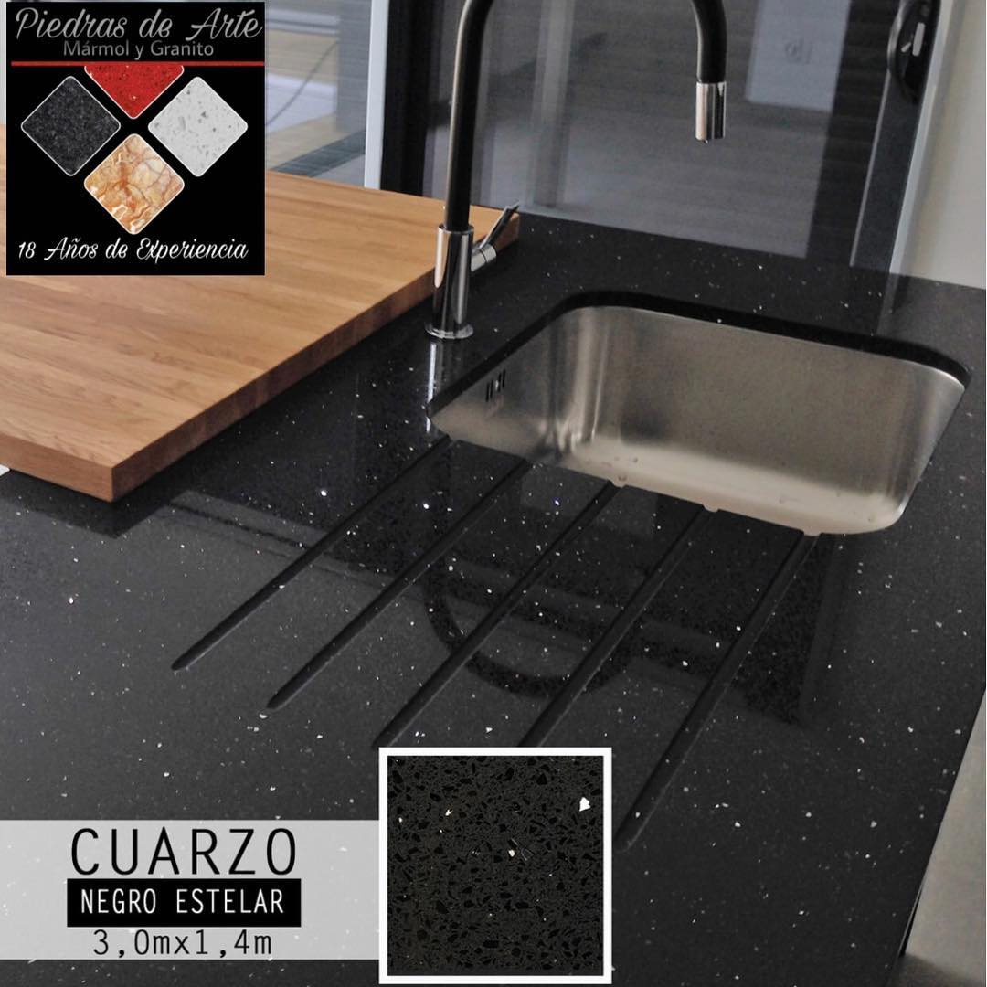 Ambiente con cuarzo Negro Estelar